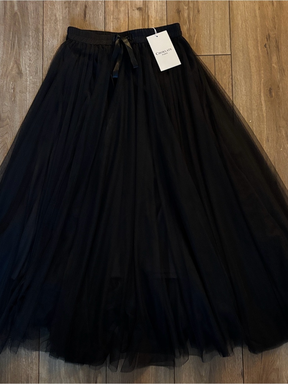 NWT Choklate Paris Black Long Tulle Maxi Skirt - Elegant Flared Silhouette